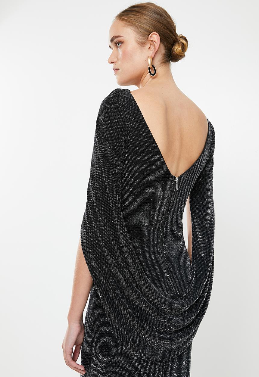 MILLA - Metallic cape dress - black
