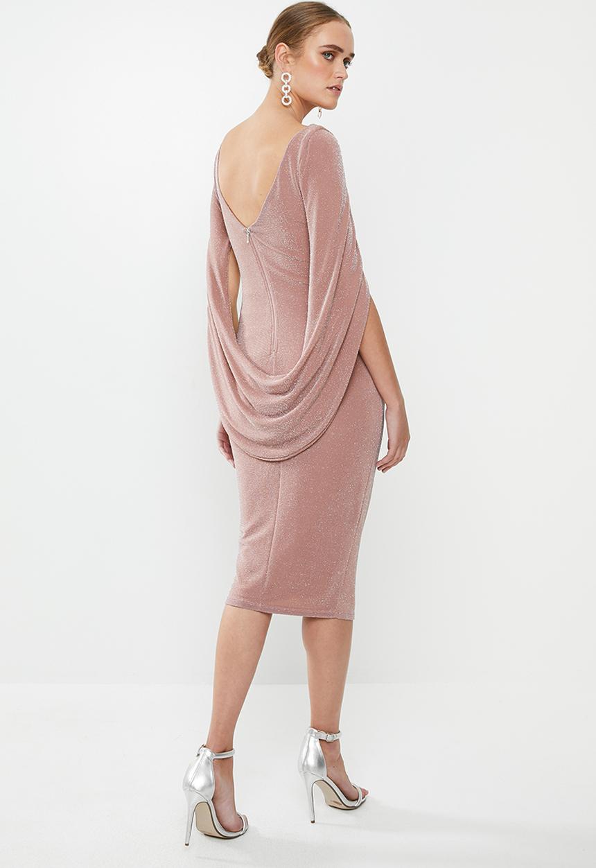 MILLA - Metallic cape dress - pink rose