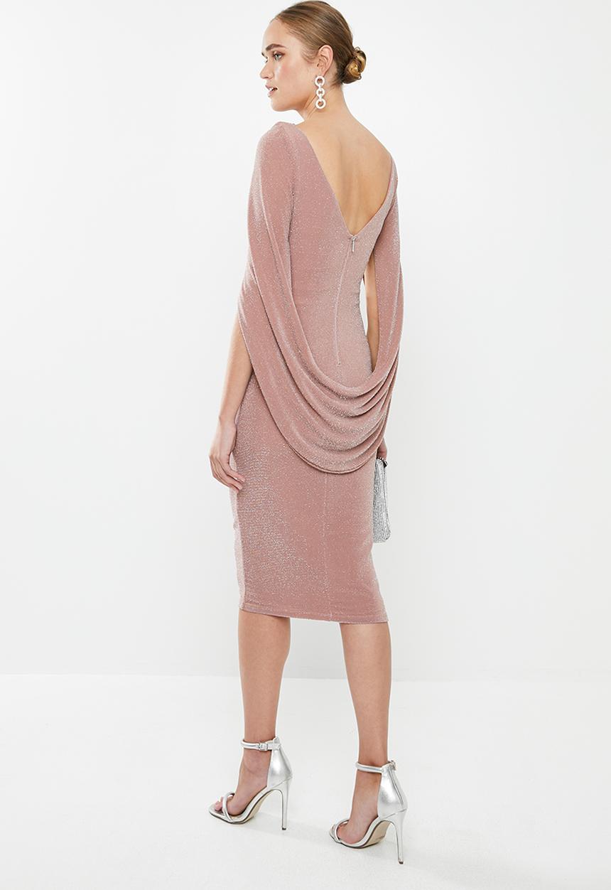 MILLA - Metallic cape dress - pink rose