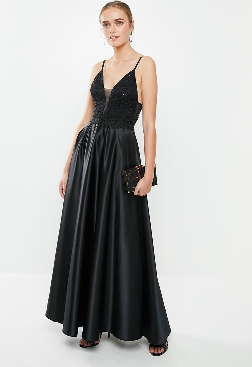 MILLA - Satin maxi dress - black