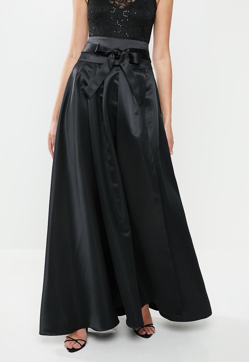 MILLA - Satin maxi skirt - black