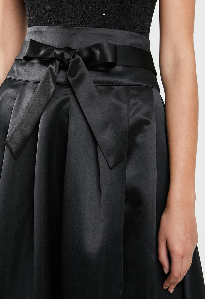 MILLA - Satin maxi skirt - black