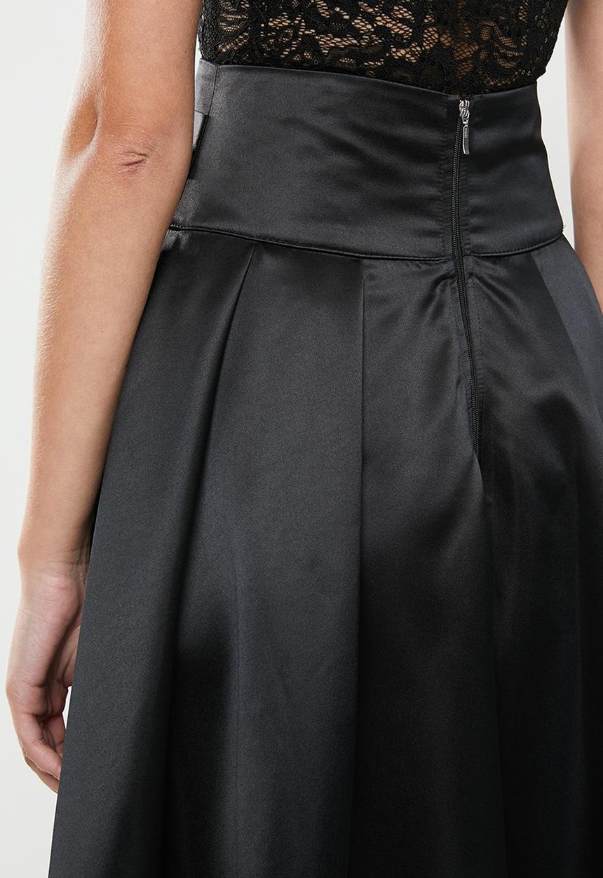 MILLA - Satin maxi skirt - black