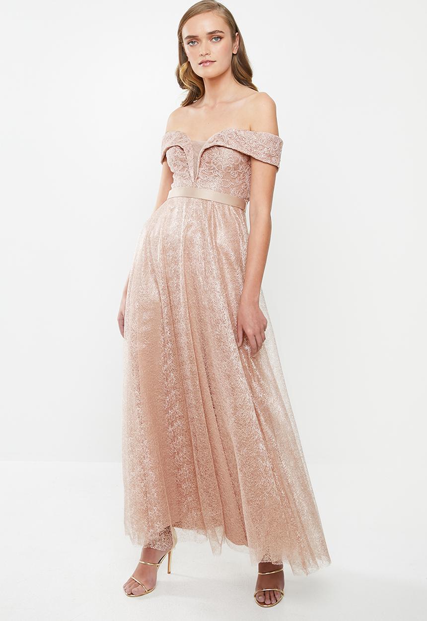 MILLA - Bardot lace maxi - neutral  