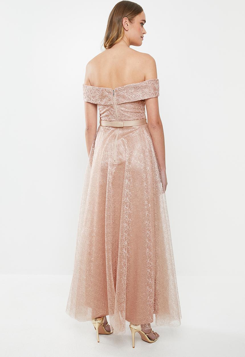 MILLA - Bardot lace maxi - neutral  