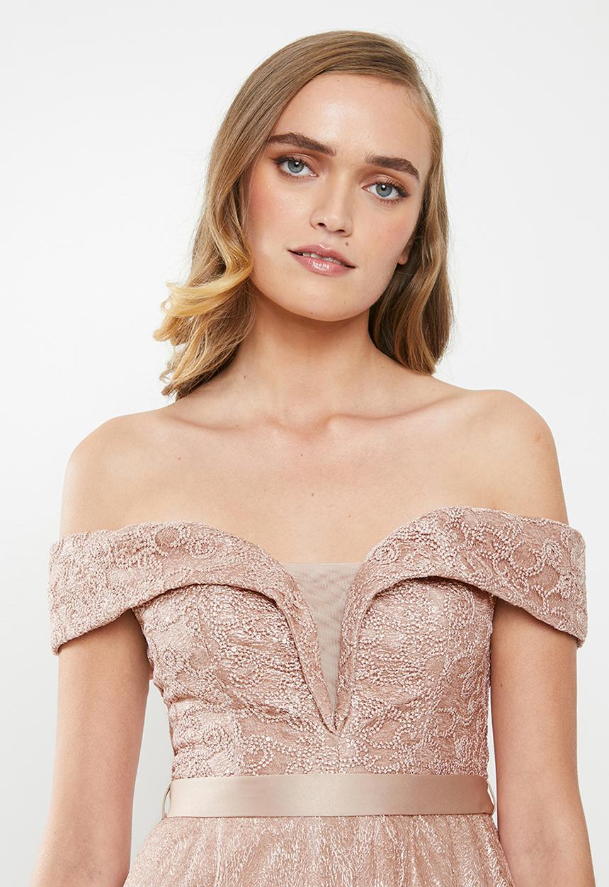 MILLA - Bardot lace maxi - neutral  