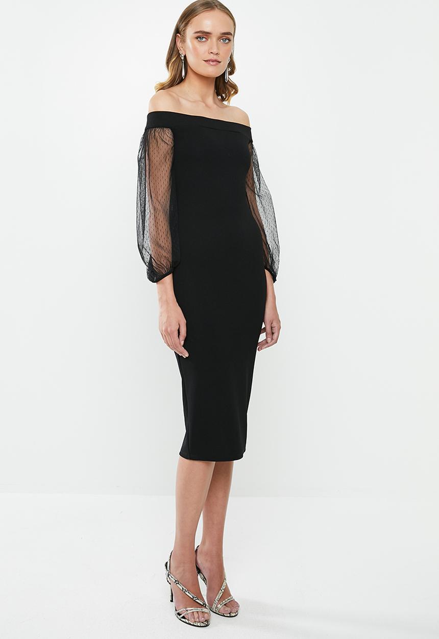 MILLA - Bardot midi dress - black