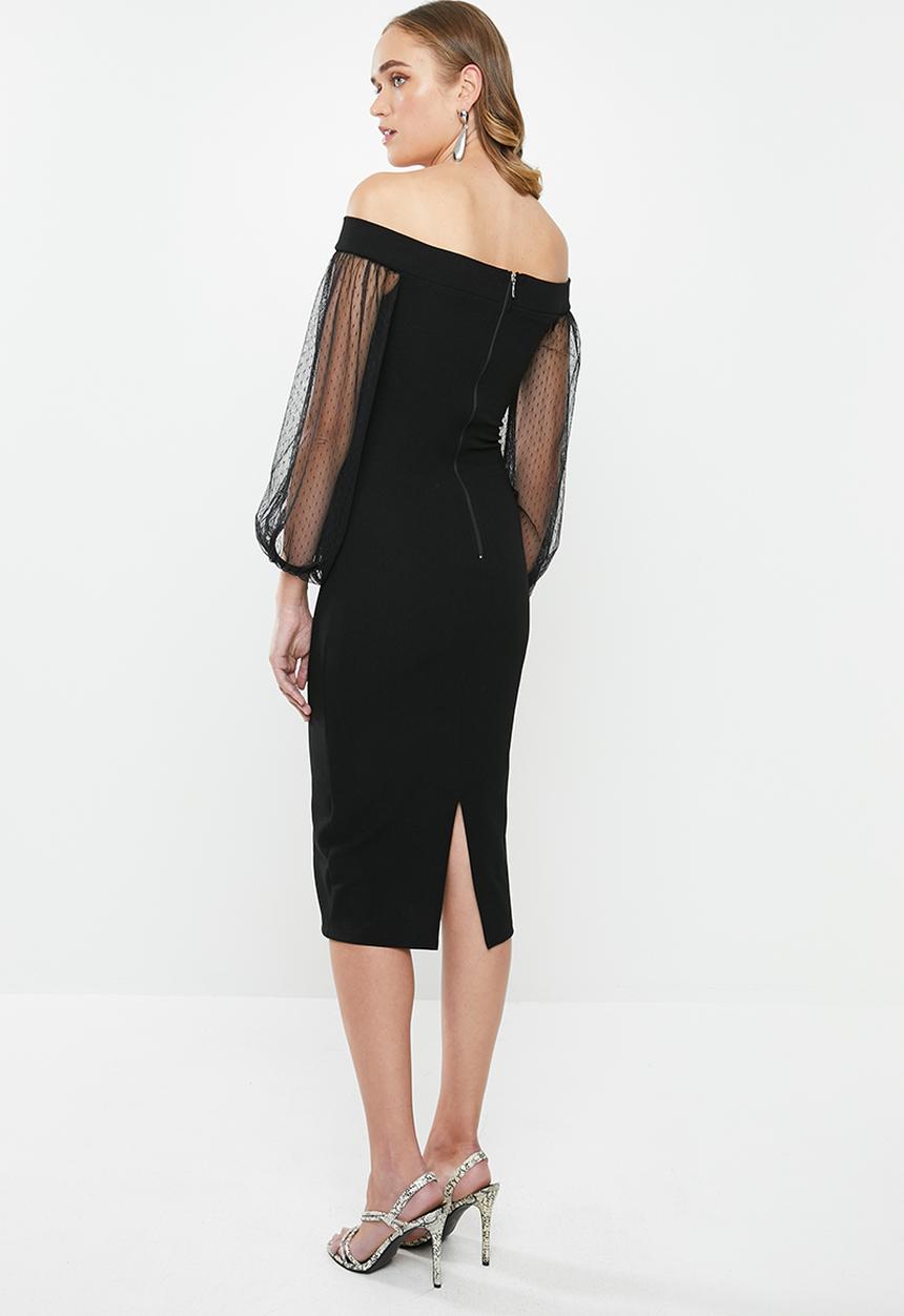 MILLA - Bardot midi dress - black