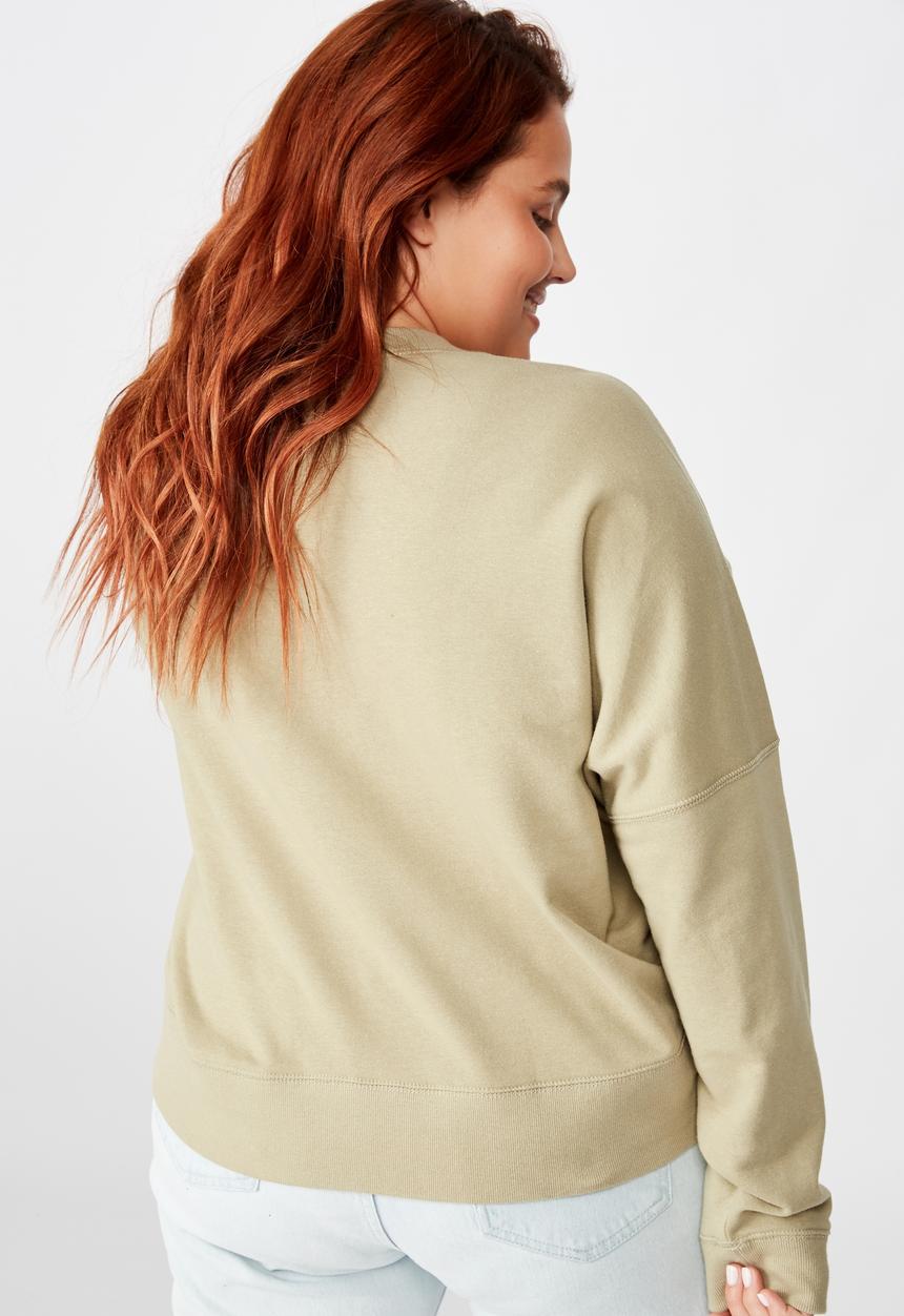 Cotton On - Curve hayley seam detail boxy crew - green 
