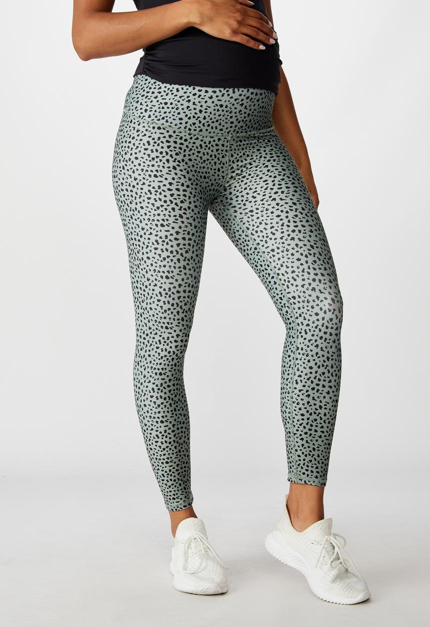 Cotton On - Maternity ultimate studio 7/8 tight speckle spot animal - green
