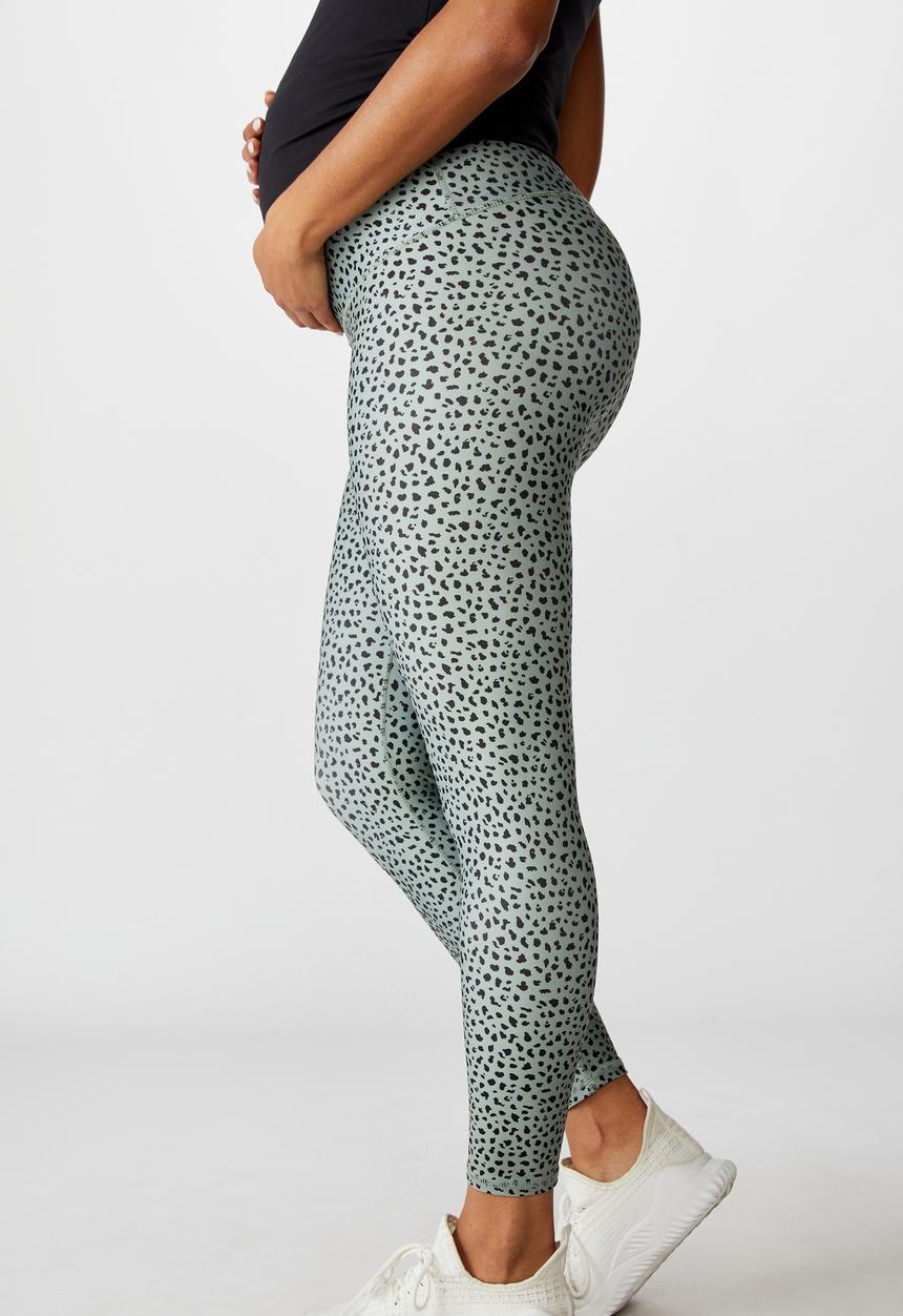 Cotton On - Maternity ultimate studio 7/8 tight speckle spot animal - green