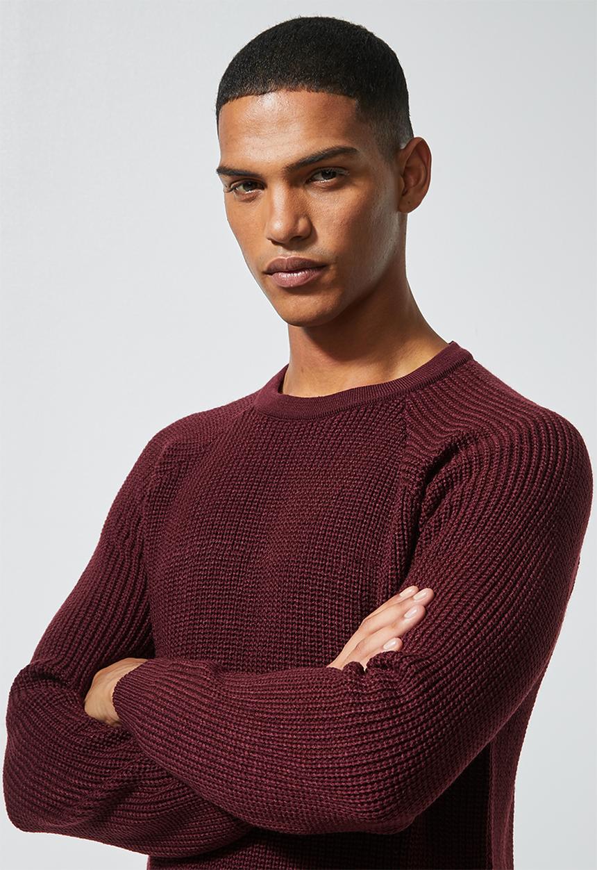 Superbalist - Textured raglan knit - burgundy