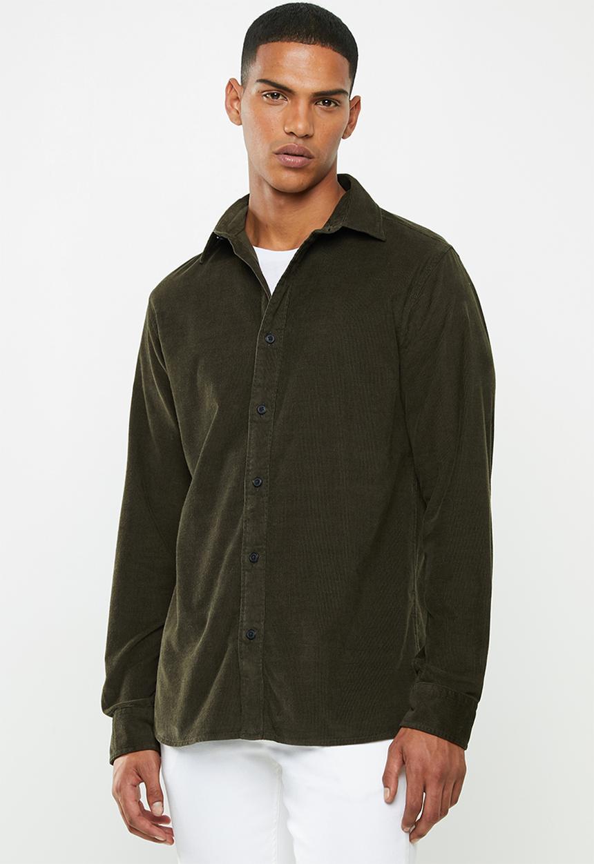 Selected Homme - Craig regular fit cord shirt - khaki
