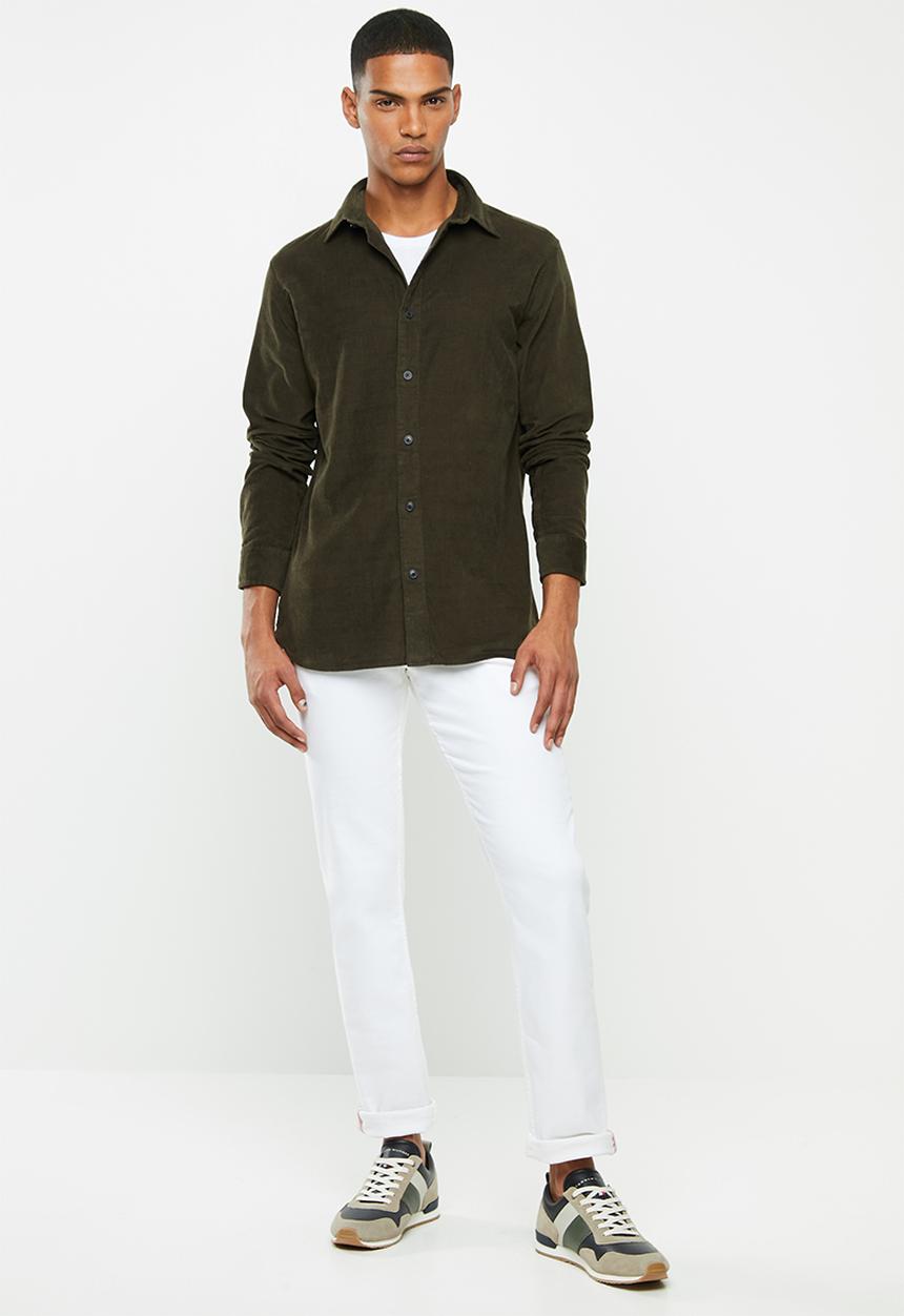 Selected Homme - Craig regular fit cord shirt - khaki