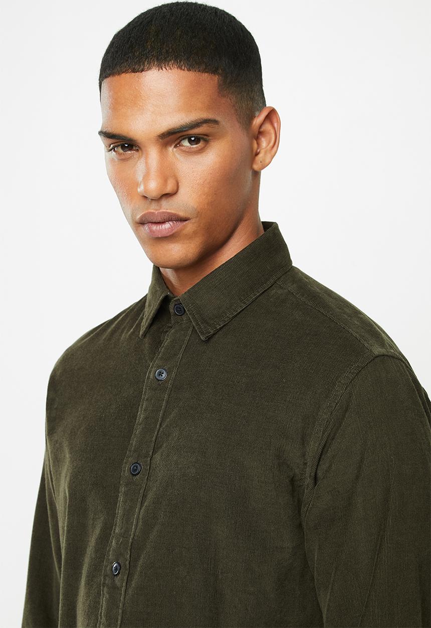 Selected Homme - Craig regular fit cord shirt - khaki