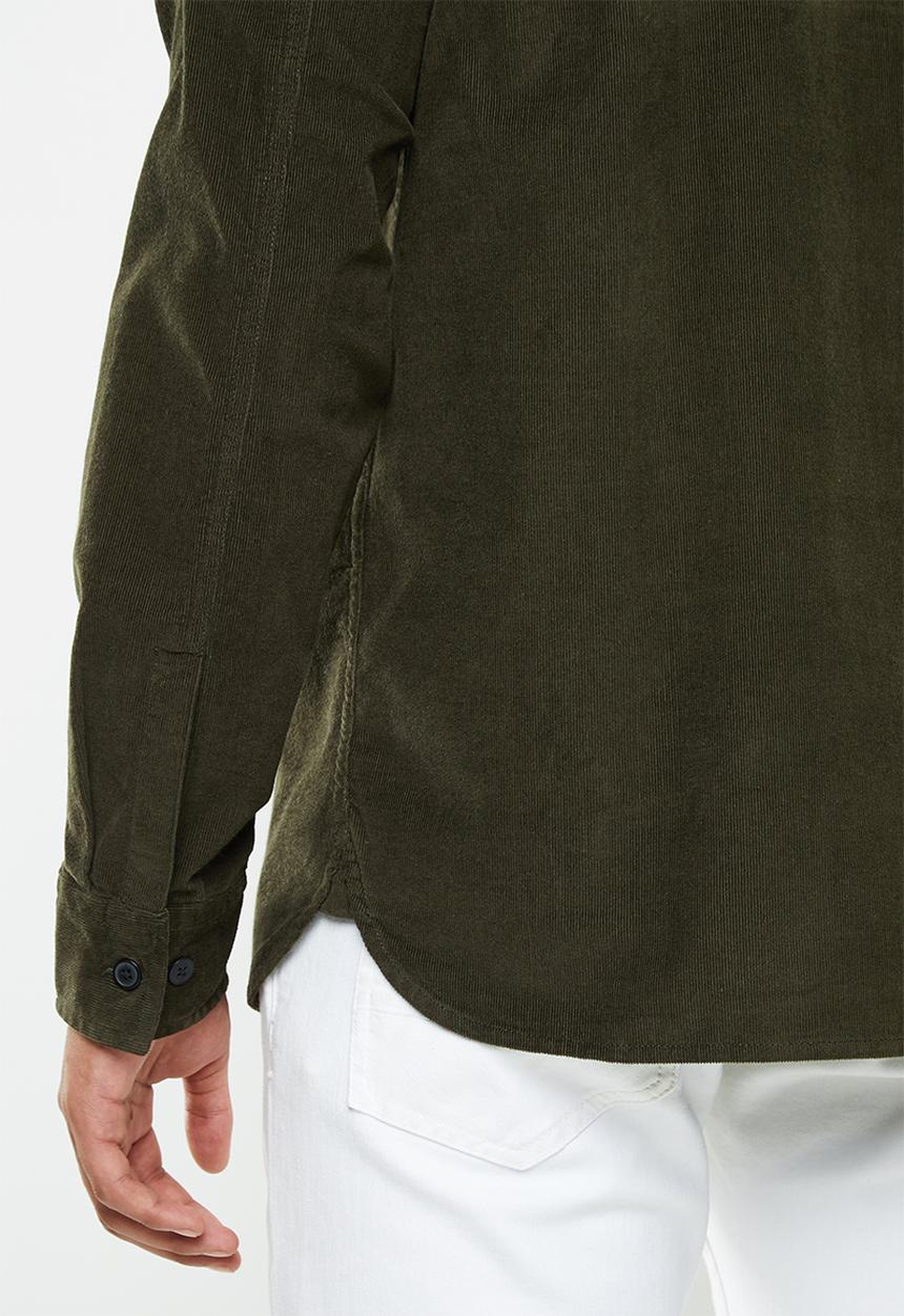 Selected Homme - Craig regular fit cord shirt - khaki