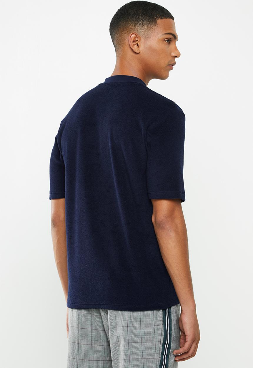 Selected Homme - Terry half zip polo - navy