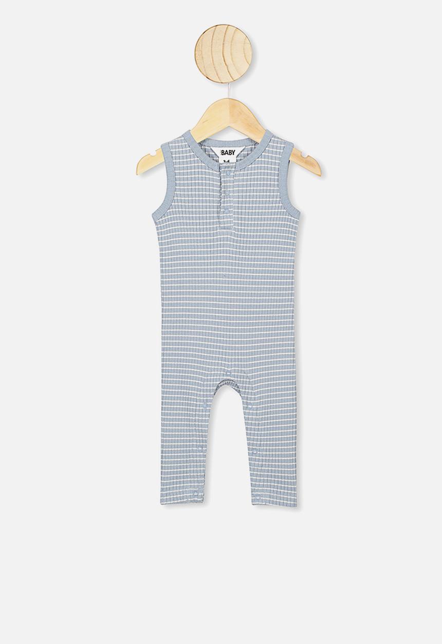 Cotton On - The sleeveless long leg rib romper - blue
