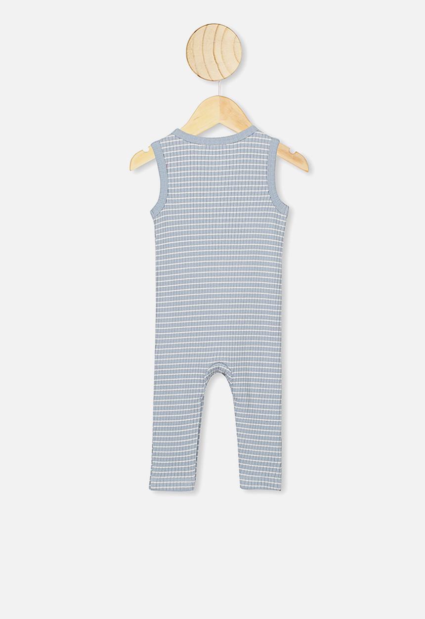 Cotton On - The sleeveless long leg rib romper - blue