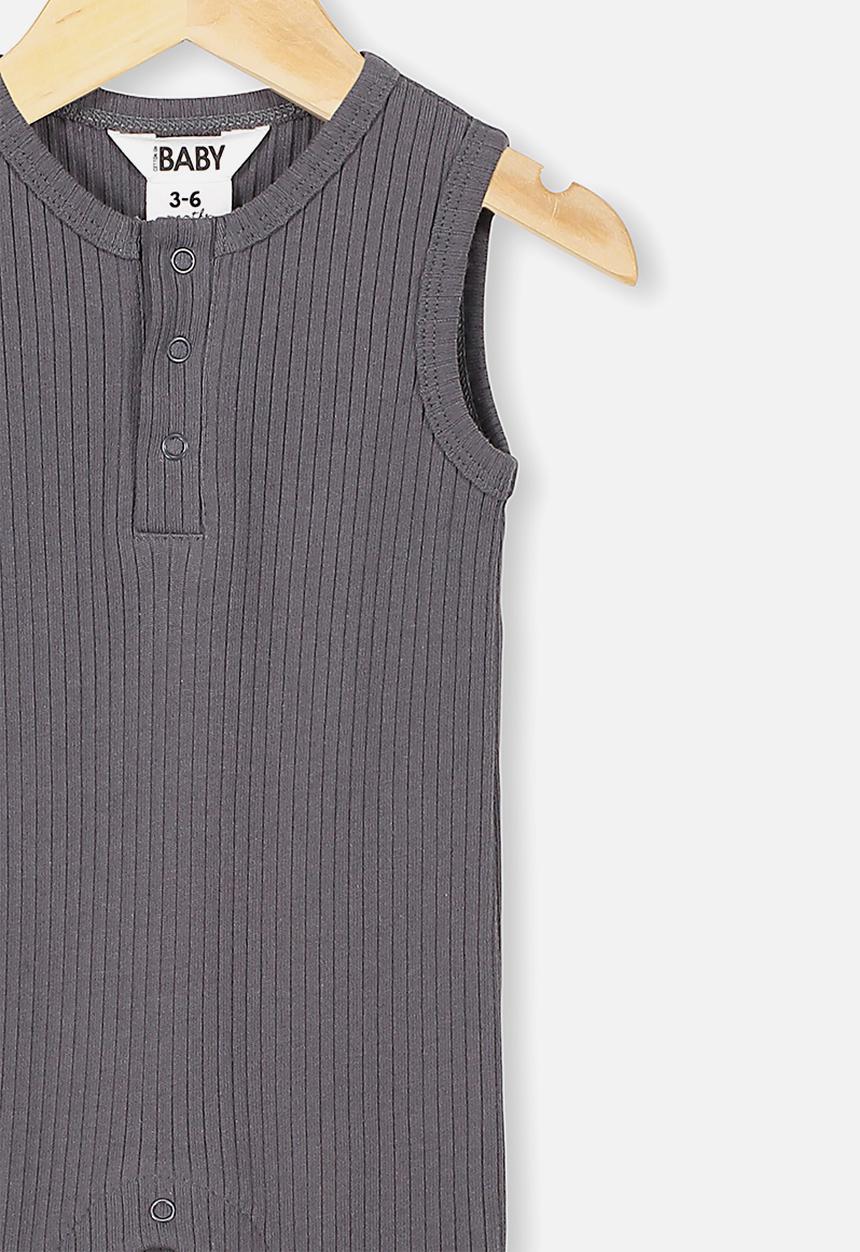 Cotton On - Sleeveless long leg rib romper - grey