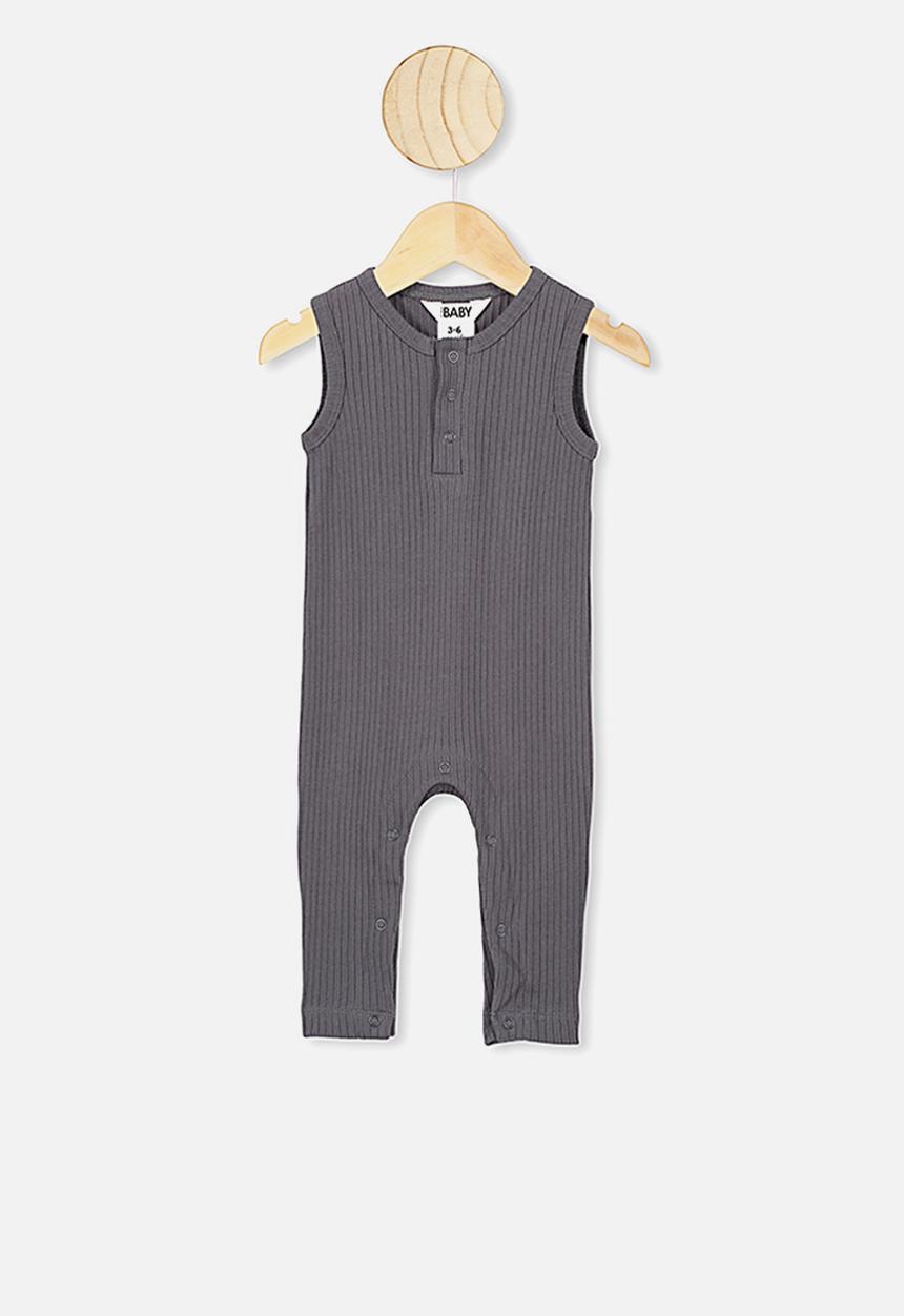 Cotton On - Sleeveless long leg rib romper - grey