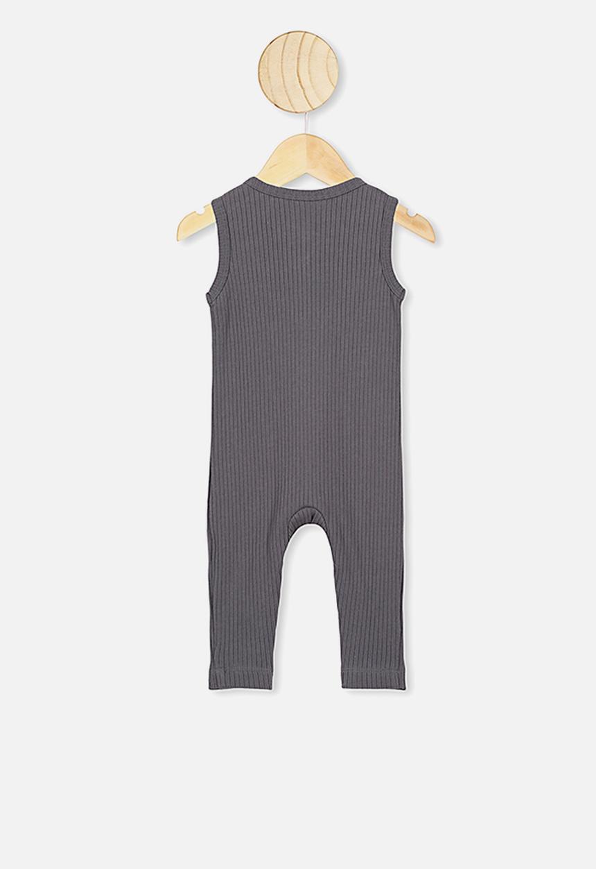 Cotton On - Sleeveless long leg rib romper - grey
