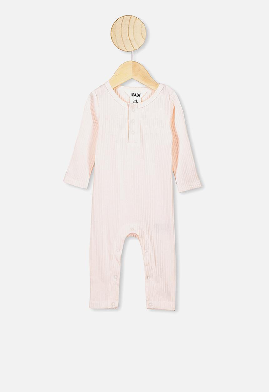 Cotton On - Rib snap romper - pink