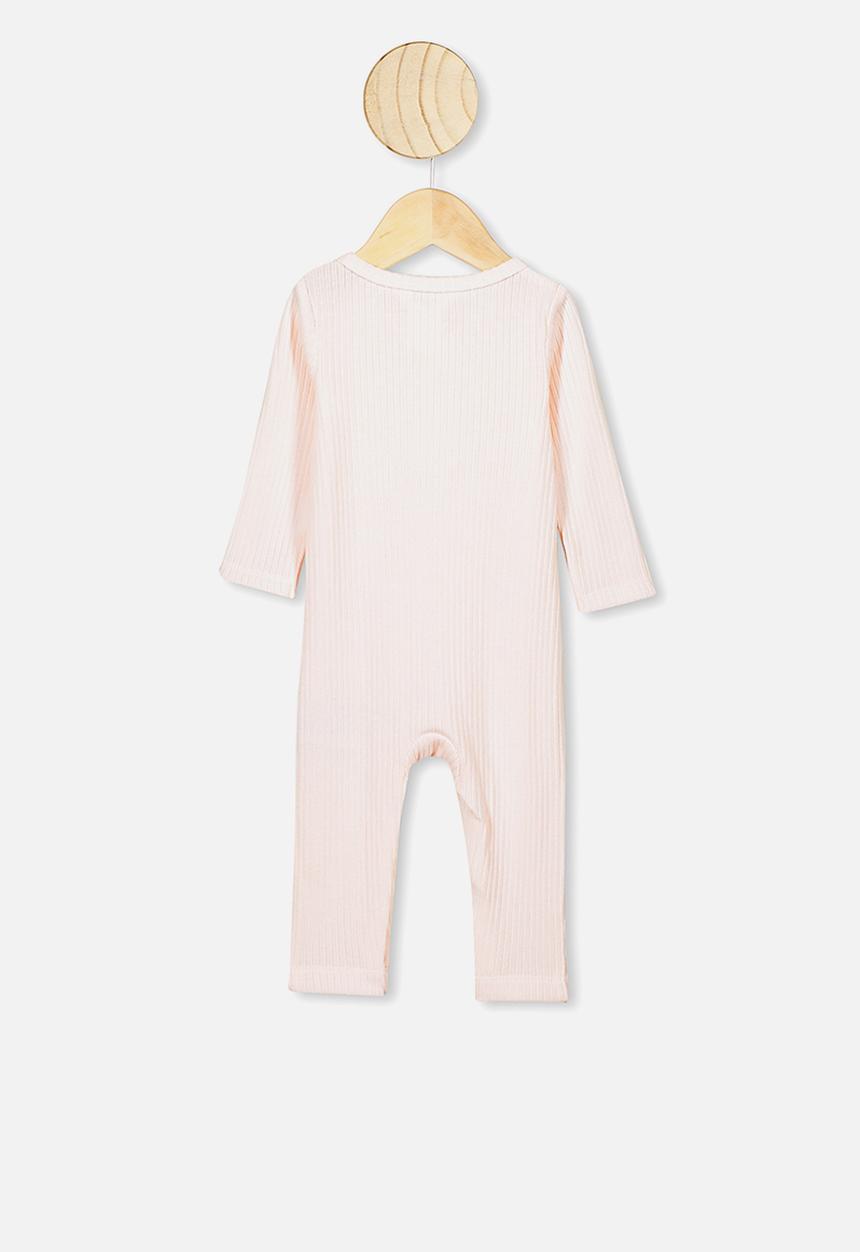 Cotton On - Rib snap romper - pink
