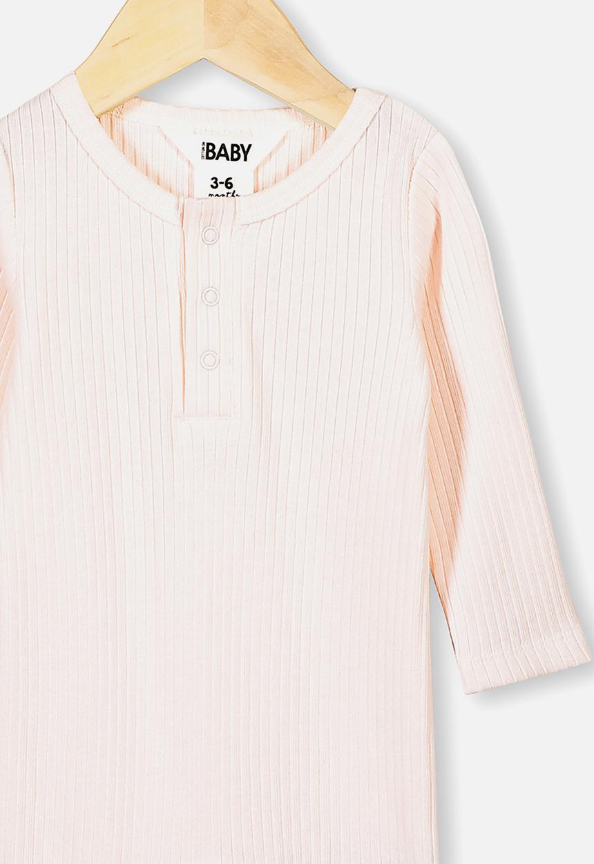 Cotton On - Rib snap romper - pink