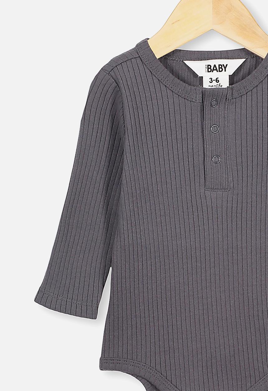 Cotton On - Long sleeve button bubbysuit - grey