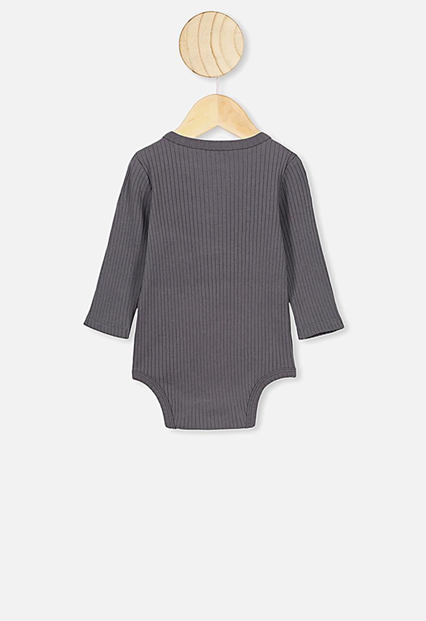 Cotton On - Long sleeve button bubbysuit - grey