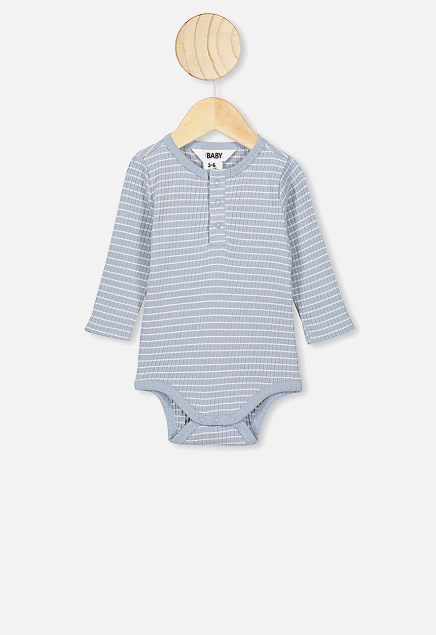 Cotton On - Long sleeve button bubbysuit - blue