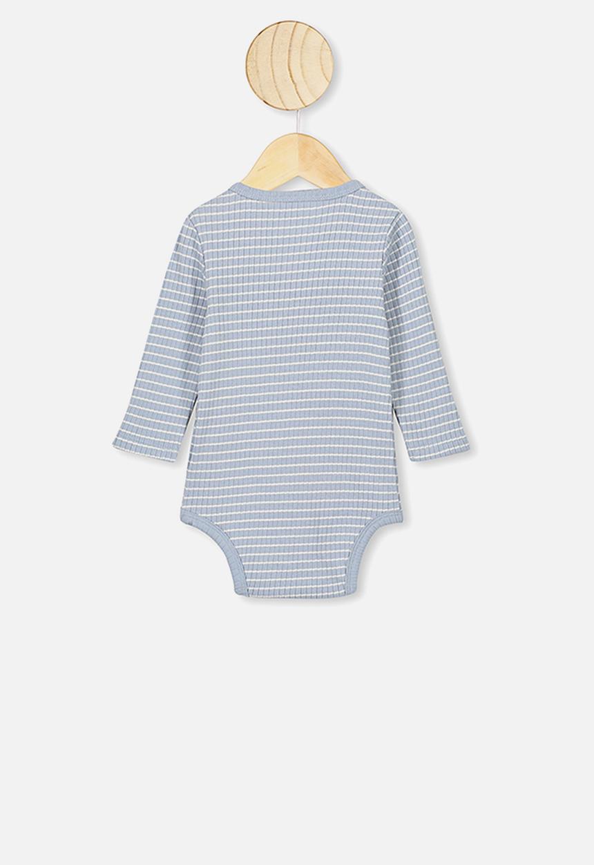 Cotton On - Long sleeve button bubbysuit - blue