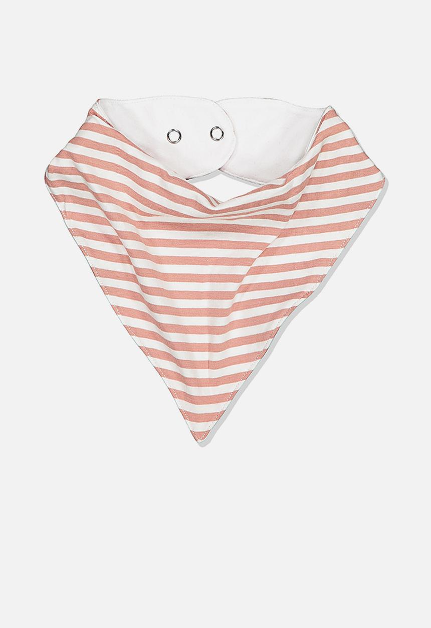 Cotton On - The kerchief bib - Chris stripe white & clay pigeon