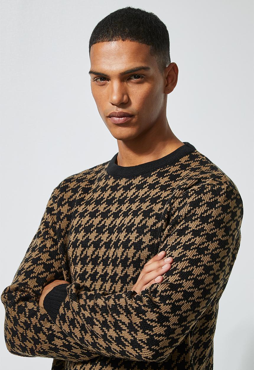 Superbalist - Houndstooth crew neck knit - multi