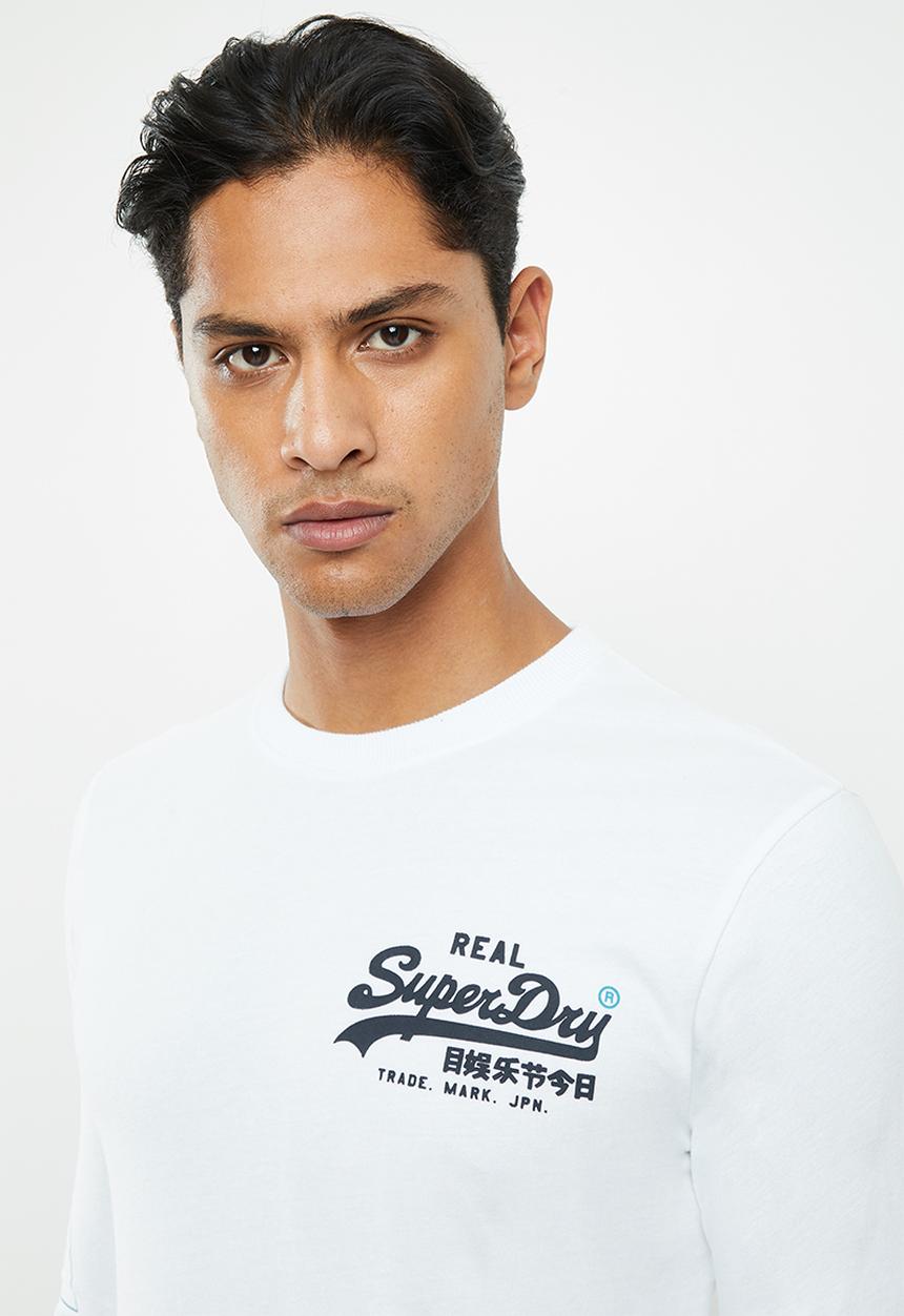 Superdry. - Vintage logo linear tee - white