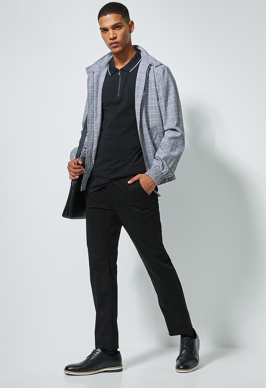 Superbalist - Pique slim fit zip golfer - black