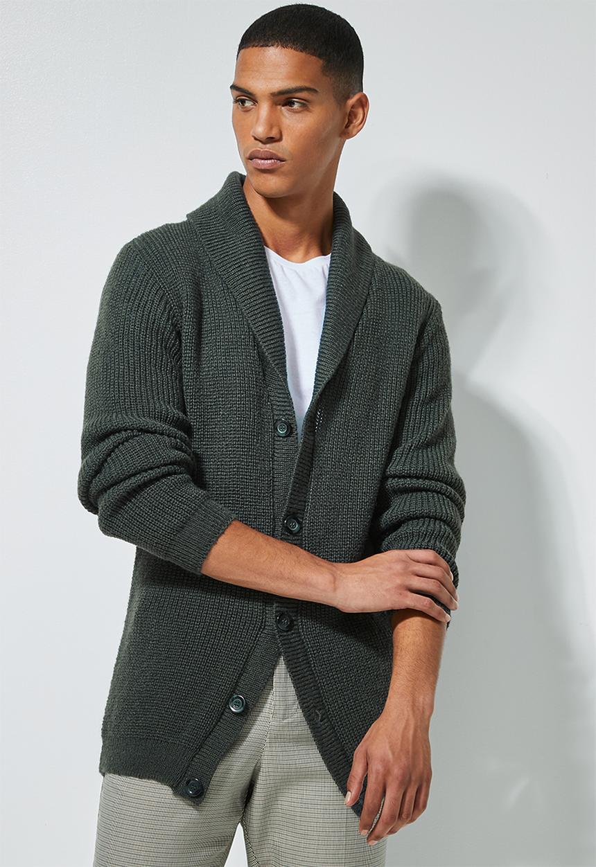 Superbalist - Chunky shawl collar textured cardi - green