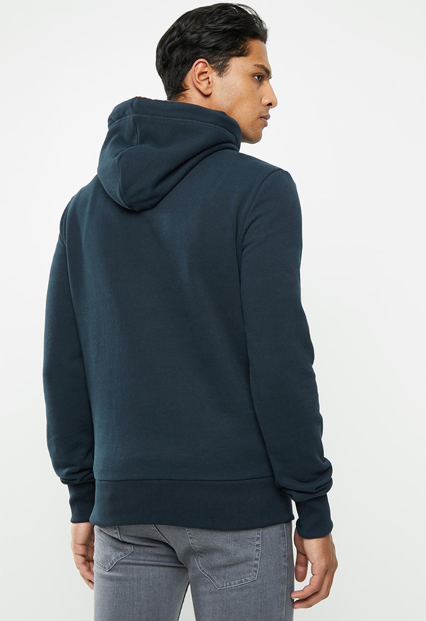 Superdry. - Vintage logo racer hoodie - navy