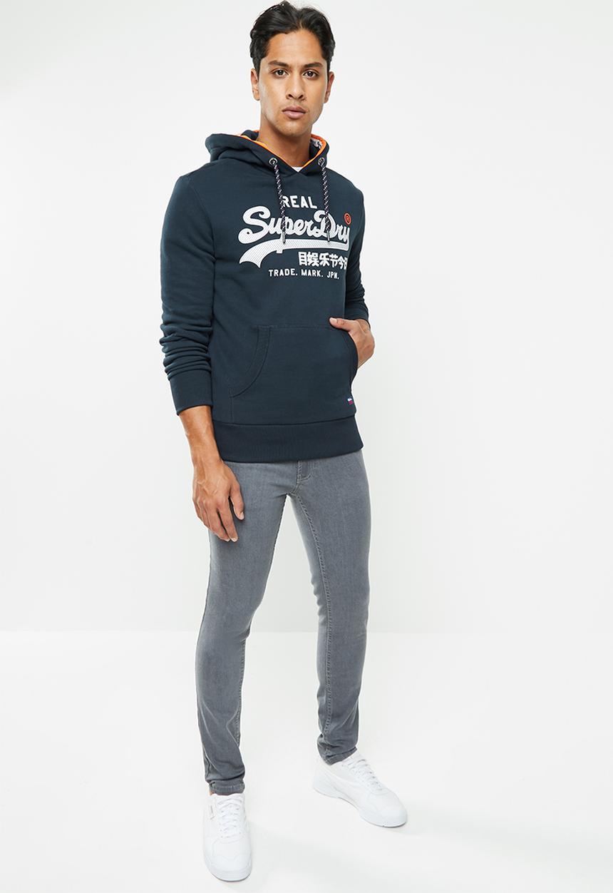 Superdry. - Vintage logo racer hoodie - navy