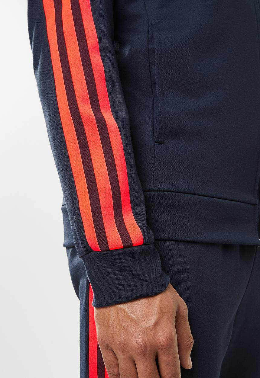 adidas Performance - 3 Stripes piqu tracktop - navy & orange