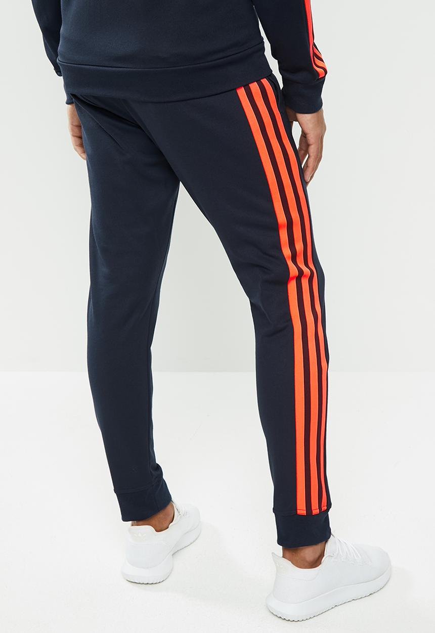 adidas Performance - 3 Stripes regular fit pants - navy & orange