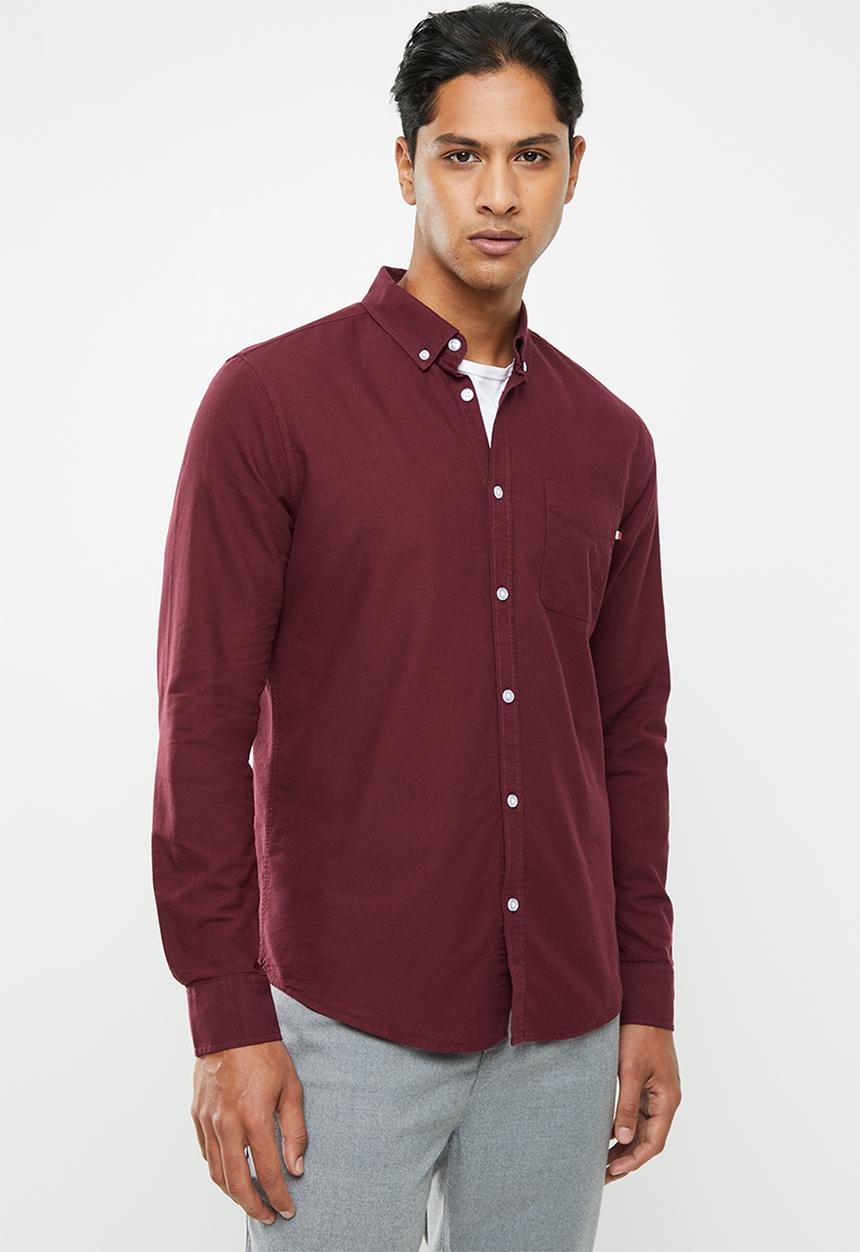 Cotton On - Brunswick shirt 3 - burgundy oxford