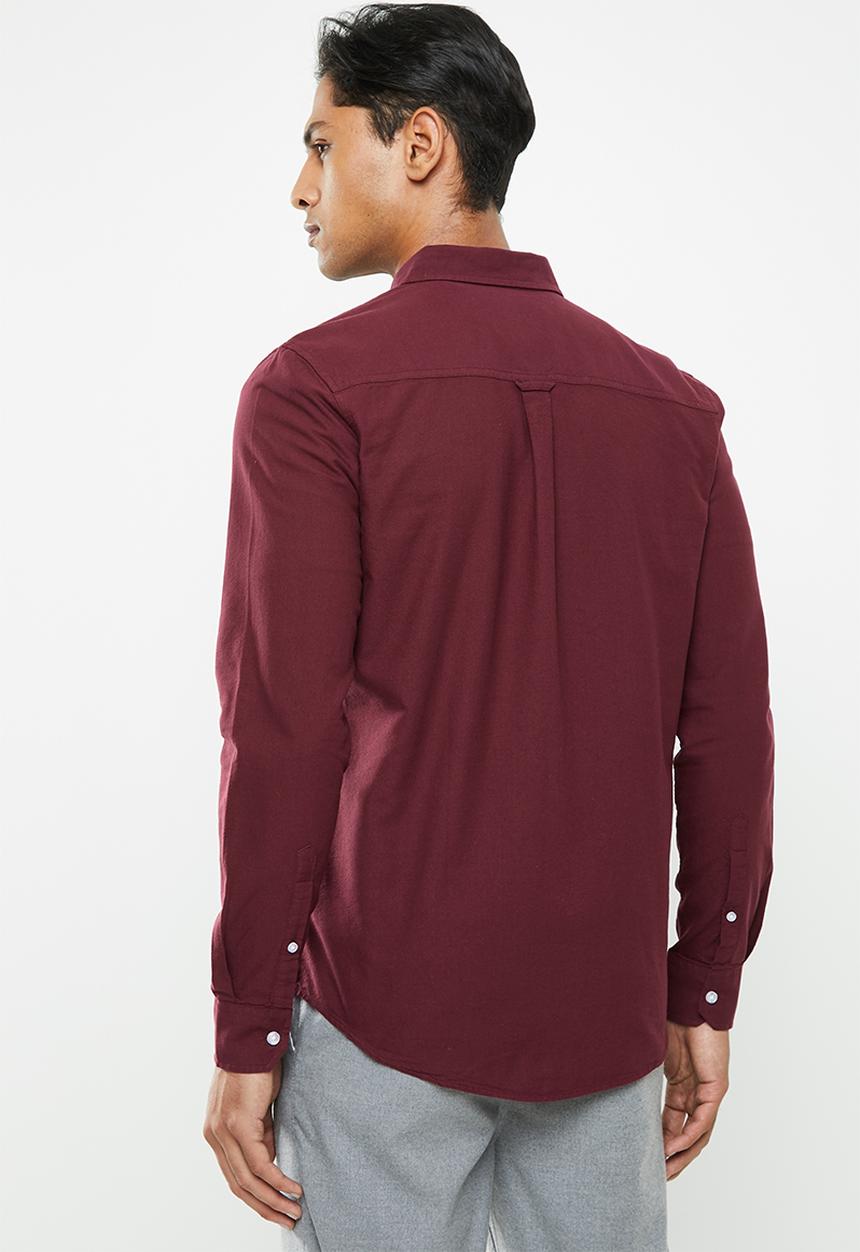 Cotton On - Brunswick shirt 3 - burgundy oxford