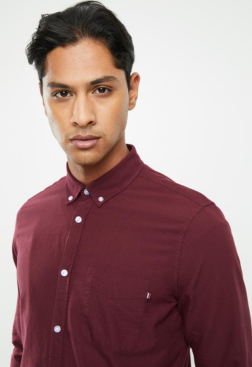 Cotton On - Brunswick shirt 3 - burgundy oxford