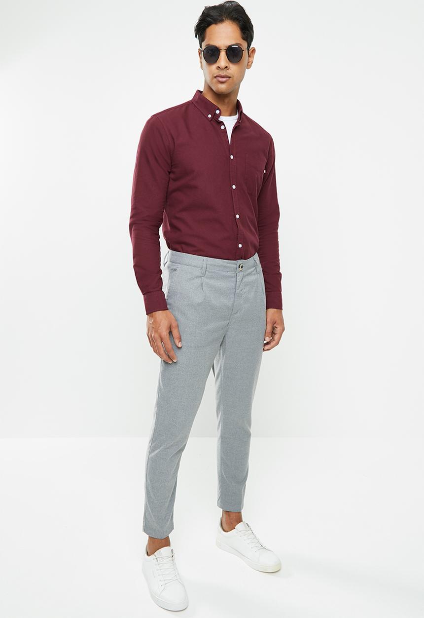 Cotton On - Brunswick shirt 3 - burgundy oxford