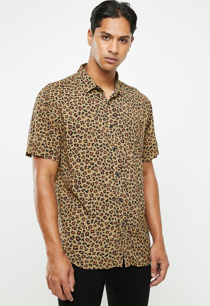 Cotton On - 91 short sleeve shirt - tan animal