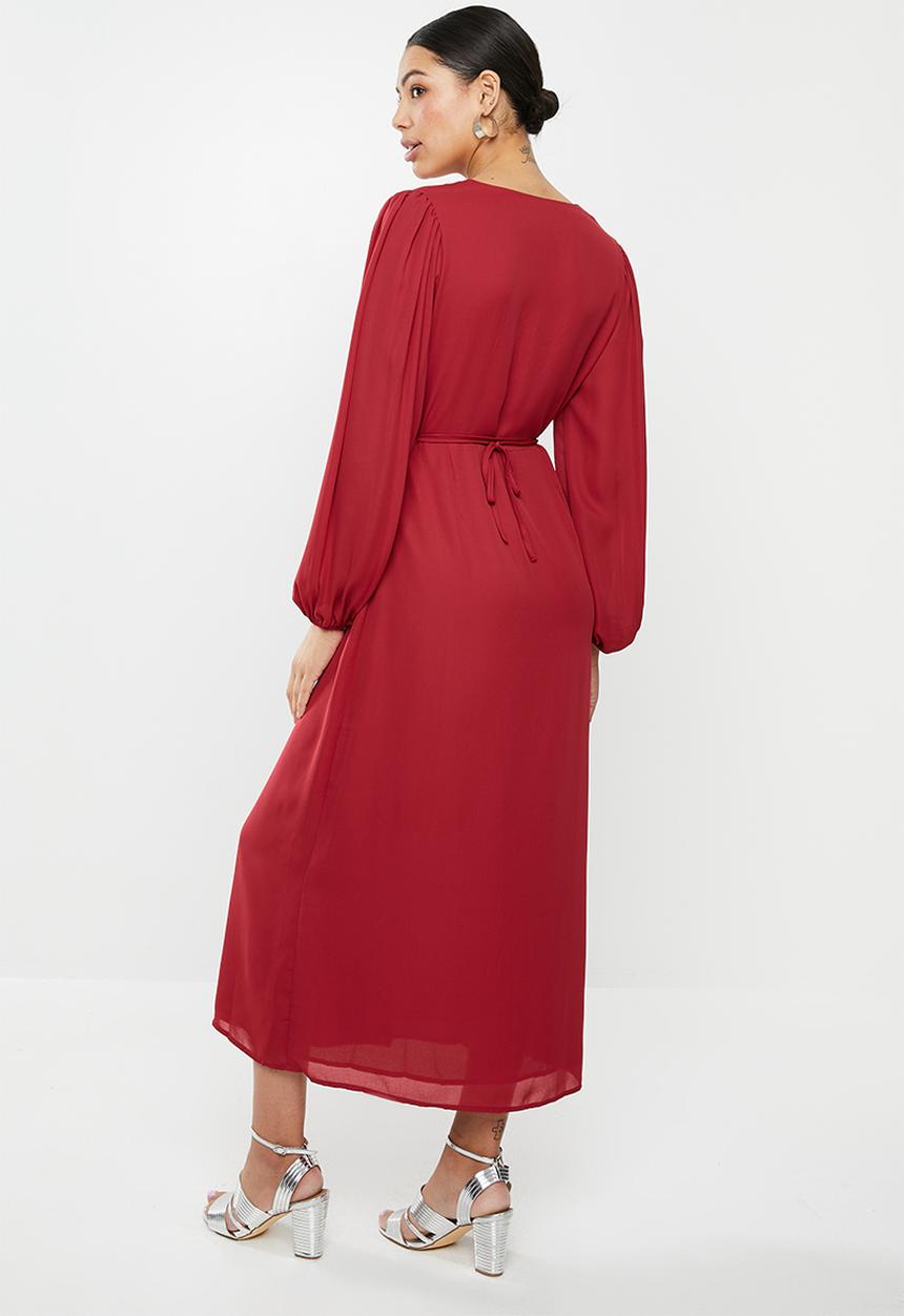 Glamorous - Midi wrap dress - dark red