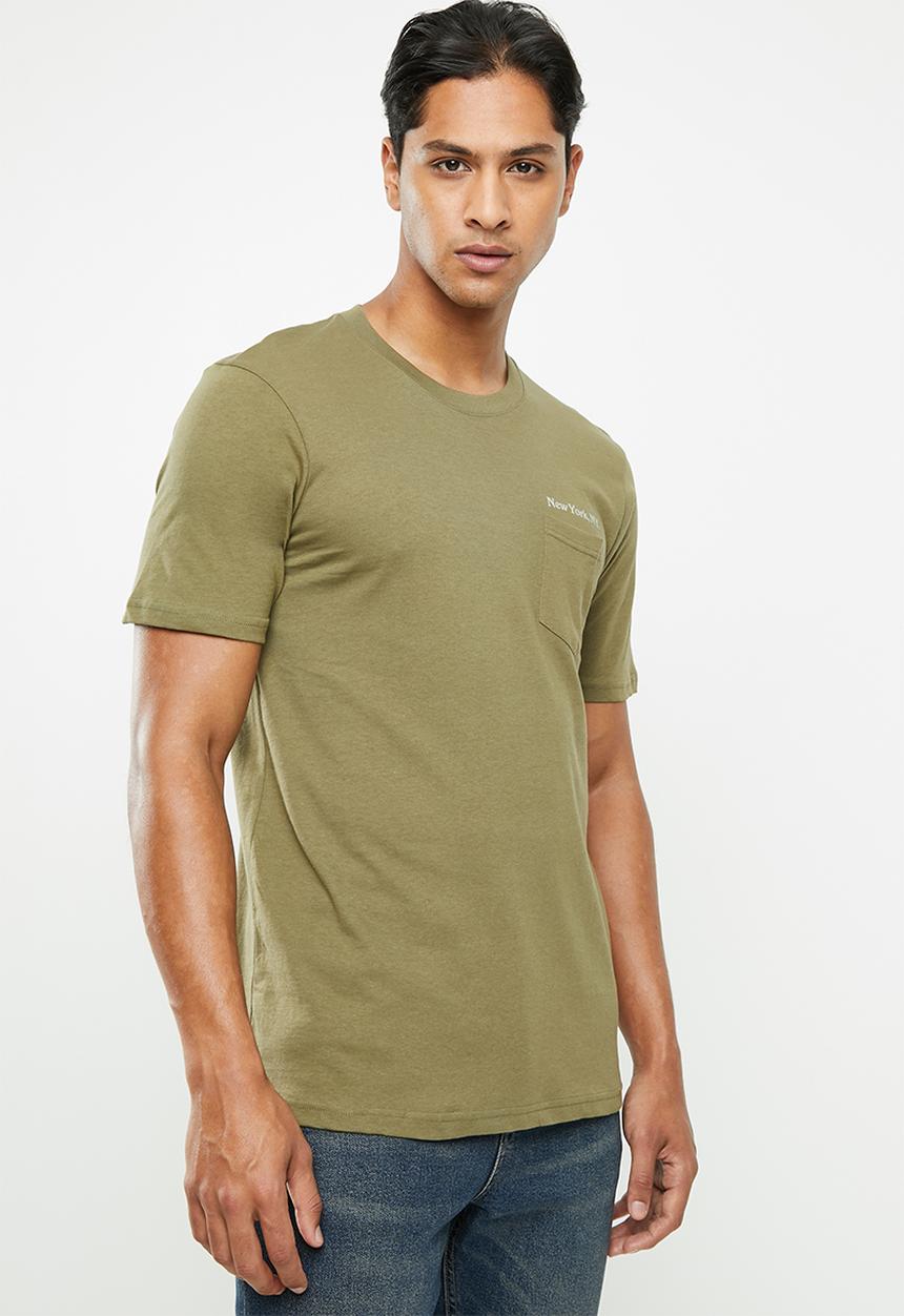 Cotton On - Tbar text short sleeve tee - khaki green