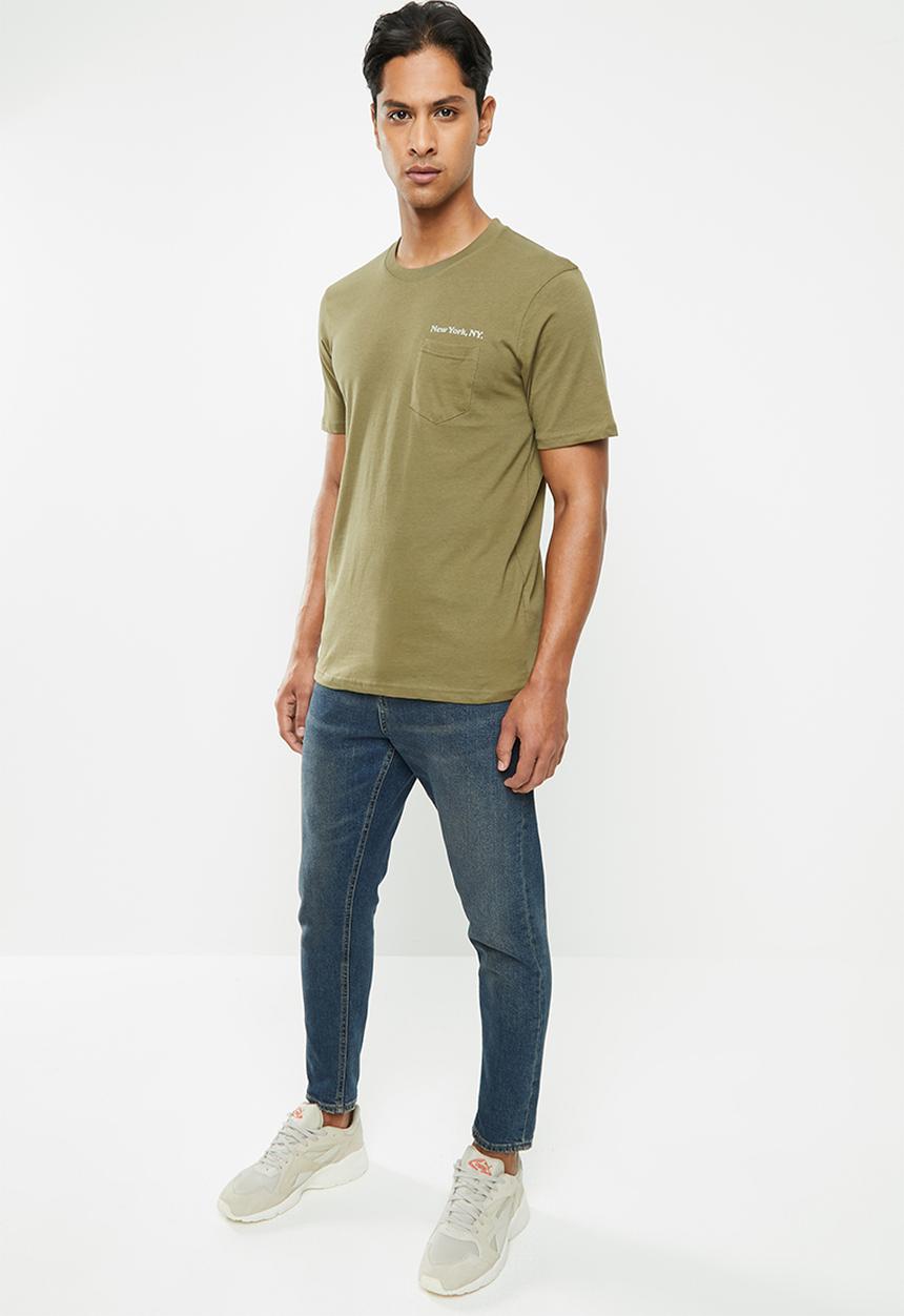 Cotton On - Tbar text short sleeve tee - khaki green